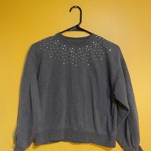 Zara Charcoal Sweatshirt with Pearl Details